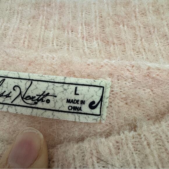 Boundless North Pink Fuzzy Floral Embroidered Crew Neck Sweater Womens L Grandma - Picture 3 of 11